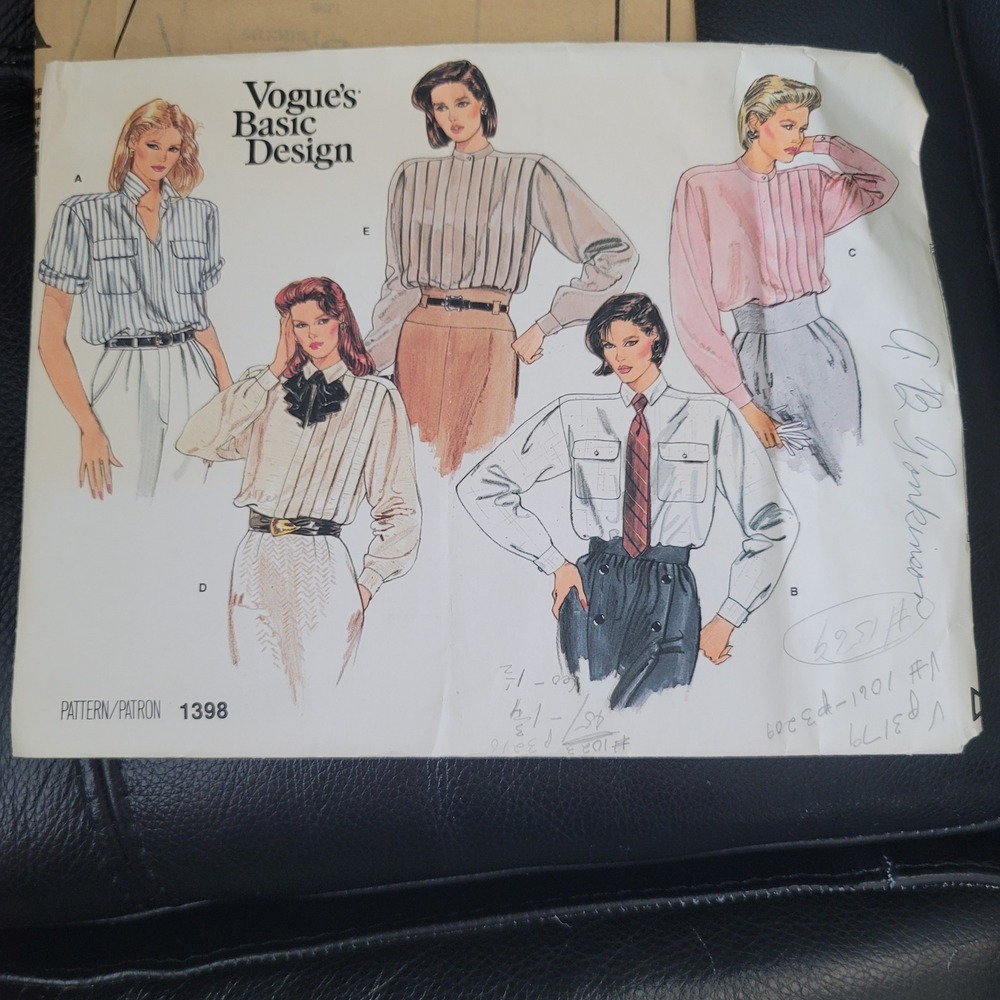 Vogue 1398 Basic Design Misses Shirt Sewing Pattern Size 12 Uncut Vintage 80s